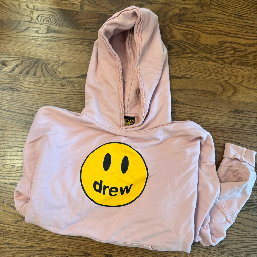 Drew Pink Hoodie with Smiley Face